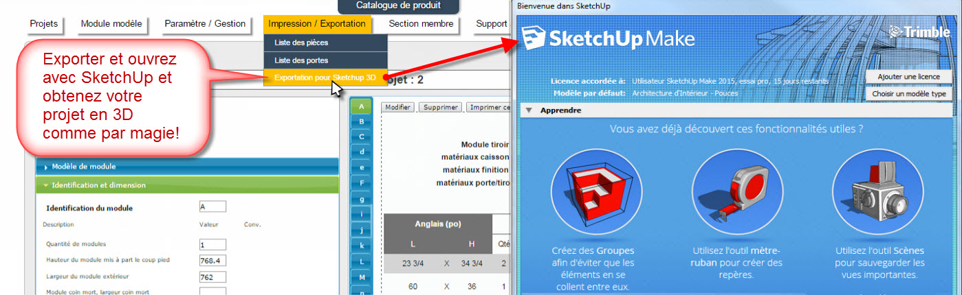 Logiciel de cuisine Fusion 3D / SketchUp